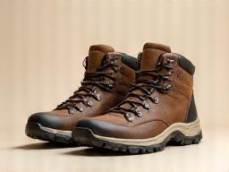 Brown trekking boots with sturdy soles
