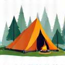 Illustration of tent and campfire icon